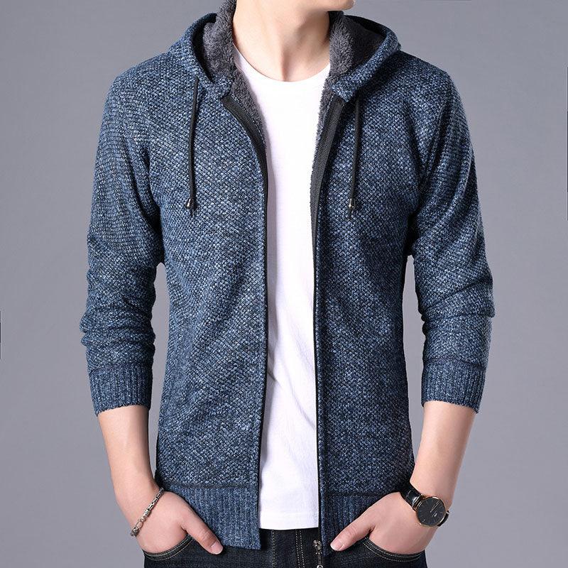 New Autumn Winter Jacket Men Warm Casual Slim Fit Fleece Jacket Elegant Jackets For Men Warm Soft Sweater Solid Jackets Casual Business Men Clothing Lightweight Hooded Jackets Stevvex