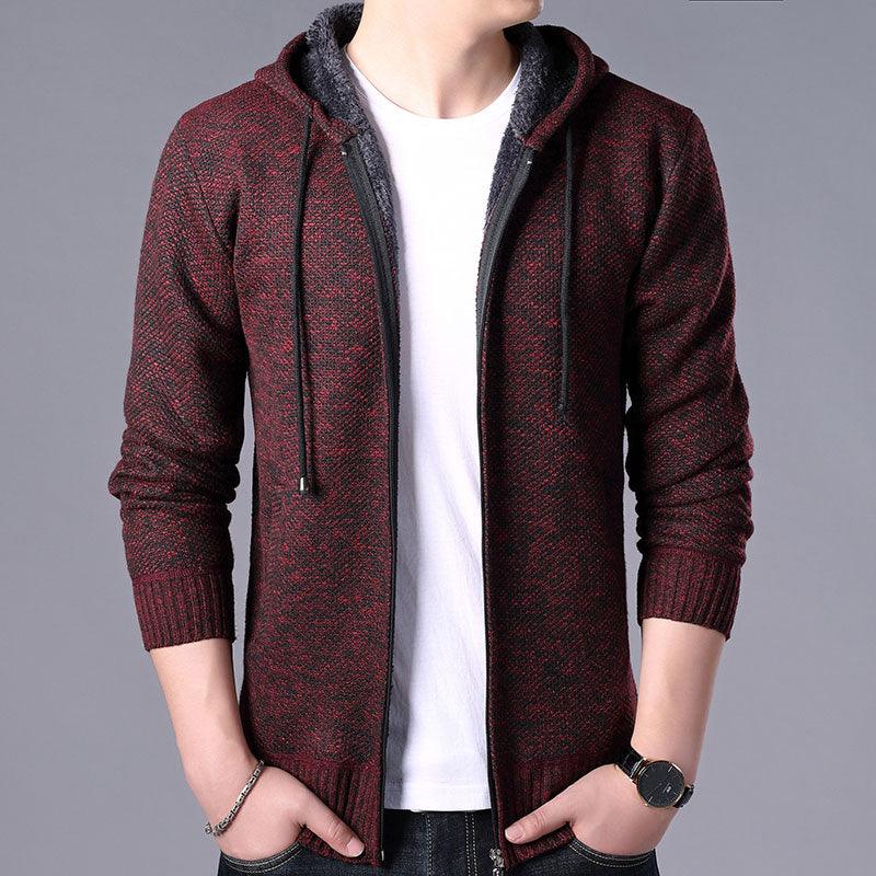 New Autumn Winter Jacket Men Warm Casual Slim Fit Fleece Jacket Elegant Jackets For Men Warm Soft Sweater Solid Jackets Casual Business Men Clothing Lightweight Hooded Jackets Stevvex