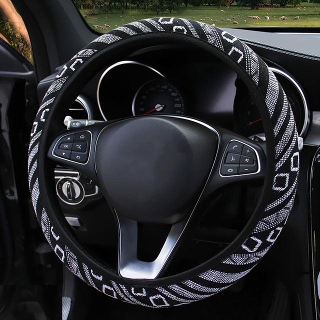 New Baja Blanket Car Steering Wheel Cover Linen Universal Elastic Flax Stripe Cool Interior Car Steering Wheel Cover Ethnic Style Car Accessories Steering Wheel Covers with Cloth for Women Breathable Anti Skid Better Grips Steering Wheel Cover Women Stevvex