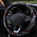 New Baja Blanket Car Steering Wheel Cover Linen Universal Elastic Flax Stripe Cool Interior Car Steering Wheel Cover Ethnic Style Car Accessories Steering Wheel Covers with Cloth for Women Breathable Anti Skid Better Grips Steering Wheel Cover Women Stevvex