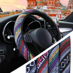 New Baja Blanket Car Steering Wheel Cover Linen Universal Elastic Flax Stripe Cool Interior Car Steering Wheel Cover Ethnic Style Car Accessories Steering Wheel Covers with Cloth for Women Breathable Anti Skid Better Grips Steering Wheel Cover Women Stevvex