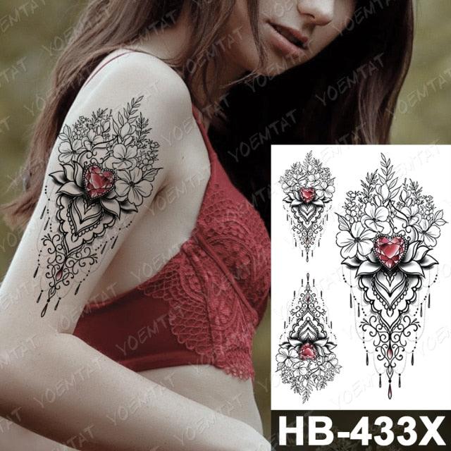 New Big Butterfly Waterproof Temporary Sticker Tattoo Elegant Black Colorful Tattoos Rose For Women Men Stevvex