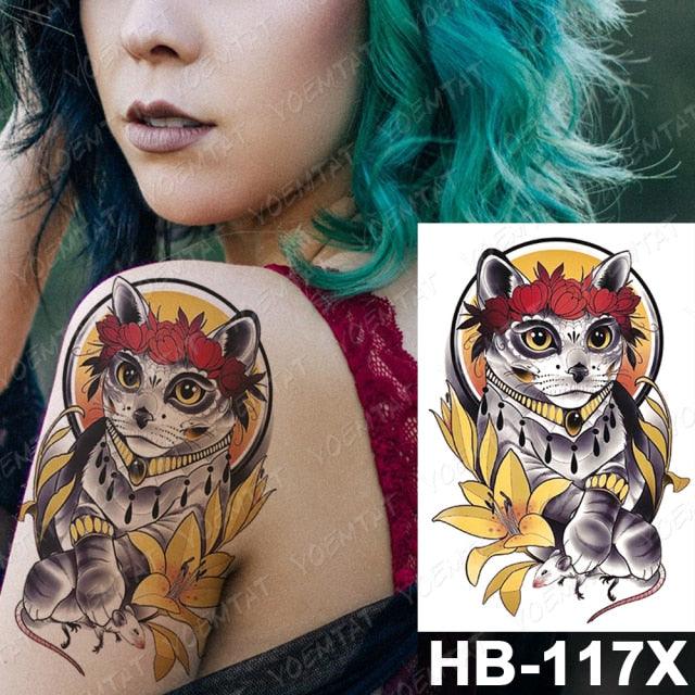 New Big Butterfly Waterproof Temporary Sticker Tattoo Elegant Black Colorful Tattoos Rose For Women Men Stevvex