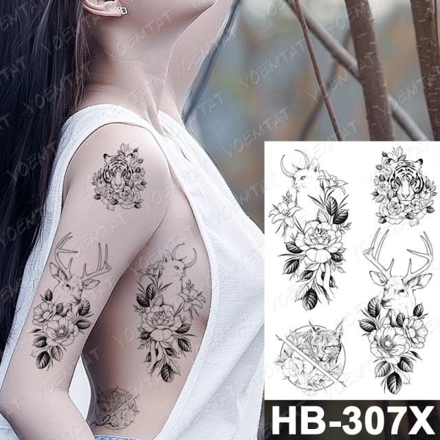 New Big Butterfly Waterproof Temporary Sticker Tattoo Elegant Black Colorful Tattoos Rose For Women Men Stevvex