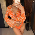 New Bikini Bikini Swimsuit For Women 3 Pieces Set Knot Front Off Shoulder Cover Up with Halter Bikini Sets Bathing Suit Women Swimwear Female Swimsuit Three-pieces Bikini set Halter Bather Bathing Suit Swim Beach Lady Stevvex