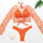 New Bikini Bikini Swimsuit For Women 3 Pieces Set Knot Front Off Shoulder Cover Up with Halter Bikini Sets Bathing Suit Women Swimwear Female Swimsuit Three-pieces Bikini set Halter Bather Bathing Suit Swim Beach Lady Stevvex
