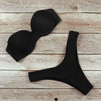 New Bikini Fashion Push Up Bikini Set Swimsuit Bikini Sets Push Up Swimsuits 2 Piece Underwired Bathing Suits Women Bandage High Waist Solid Brown Triangle Swimwear Two-Piece Suits Stevvex