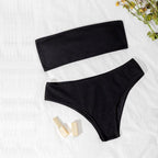 New Bikini High Waist Strapless Bikini Women Swimwear Women Swimsuit Padded Bathing Suit Women High Waist Bikini Set Strapless 2 Piece Bathing Suit Swimsuits Stevvex