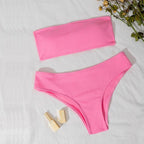New Bikini High Waist Strapless Bikini Women Swimwear Women Swimsuit Padded Bathing Suit Women High Waist Bikini Set Strapless 2 Piece Bathing Suit Swimsuits Stevvex