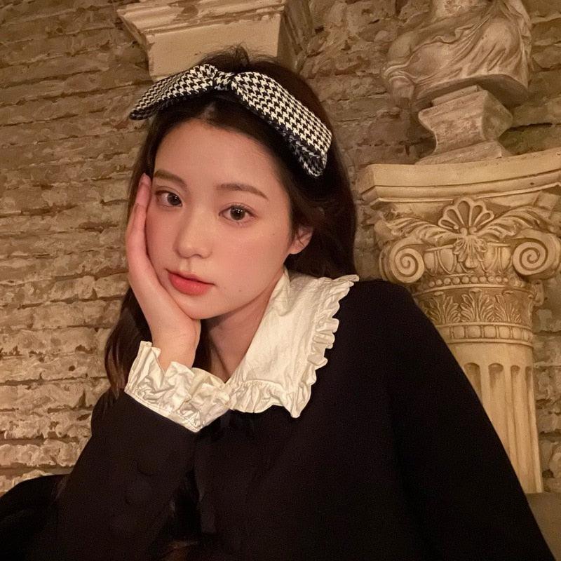 New Black Big Bow Plaid Bezel Headwear Women Headband Cute Girls Hair Bands Lovely Hairband Hoop for Korean Gorgeous Hair Accessories For Women Stevvex
