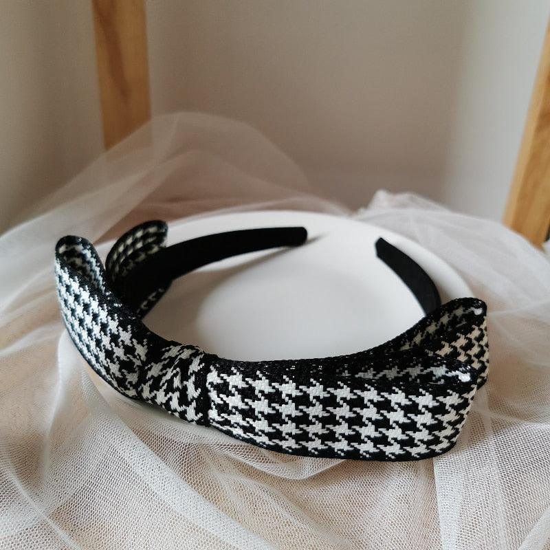 New Black Big Bow Plaid Bezel Headwear Women Headband Cute Girls Hair Bands Lovely Hairband Hoop for Korean Gorgeous Hair Accessories For Women Stevvex