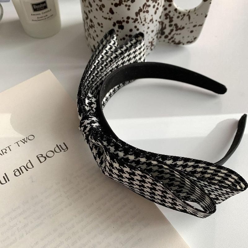 New Black Big Bow Plaid Bezel Headwear Women Headband Cute Girls Hair Bands Lovely Hairband Hoop for Korean Gorgeous Hair Accessories For Women Stevvex