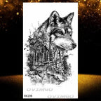 New Black Wolf Forest Sticker Tattoos Temporary Tree Fierce Animal Body Tattoo Luxury Design Custom Tatoos For Mens