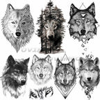 New Black Wolf Forest Sticker Tattoos Temporary Tree Fierce Animal Body Tattoo Luxury Design Custom Tatoos For Mens