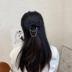 New Bow Pearls Chain Barrettes Hairpins For Women Rhinestone Spring Hair Clips Ribbon Headband Ponytail Headdress Wedding Hair Accessories for Brides and Bridesmaids Stevvex