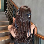 New Bow Pearls Chain Barrettes Hairpins For Women Rhinestone Spring Hair Clips Ribbon Headband Ponytail Headdress Wedding Hair Accessories for Brides and Bridesmaids Stevvex