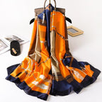 New Brand Designer Luxury  Winter Long Silk Scarf Shawls Wraps Print Cotton Scarf Stylish Head Wraps Scarves Hijabs Neck Scarves Lady Hijab For Female
