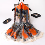 New Brand Designer Luxury  Winter Long Silk Scarf Shawls Wraps Print Cotton Scarf Stylish Head Wraps Scarves Hijabs Neck Scarves Lady Hijab For Female