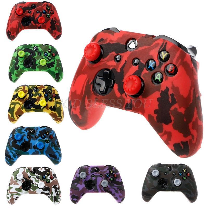 New Camouflage Silicone Gamepad Cover+2 Joystick Caps For Controller Silicone Cover Skins Protector Case Accessories For Wireless/Wired Gamepad Joystick Stevvex