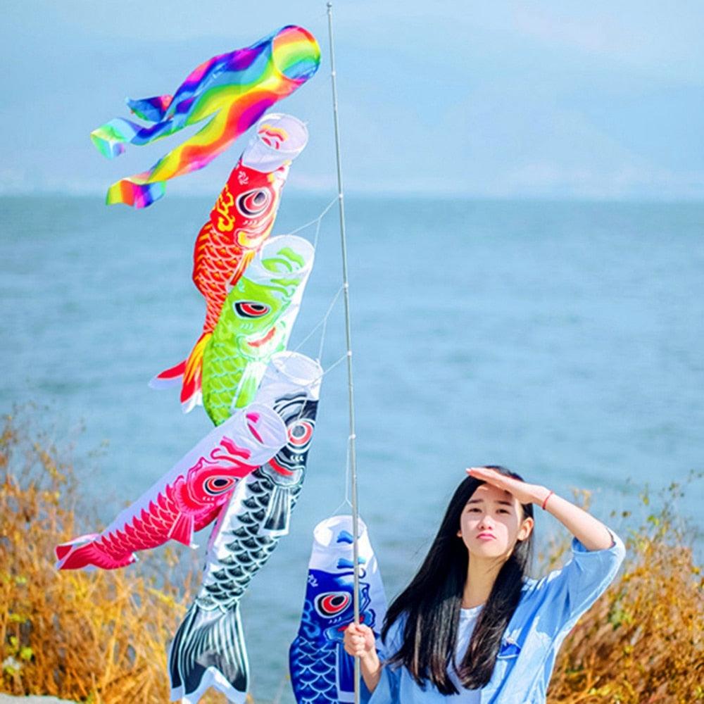 New Carp Wind Sock Flag Wind Chimes Home Outdoors Hanging Decorations Yard Hanging Décor For Room Gift Memorial Patio Garden Stevvex