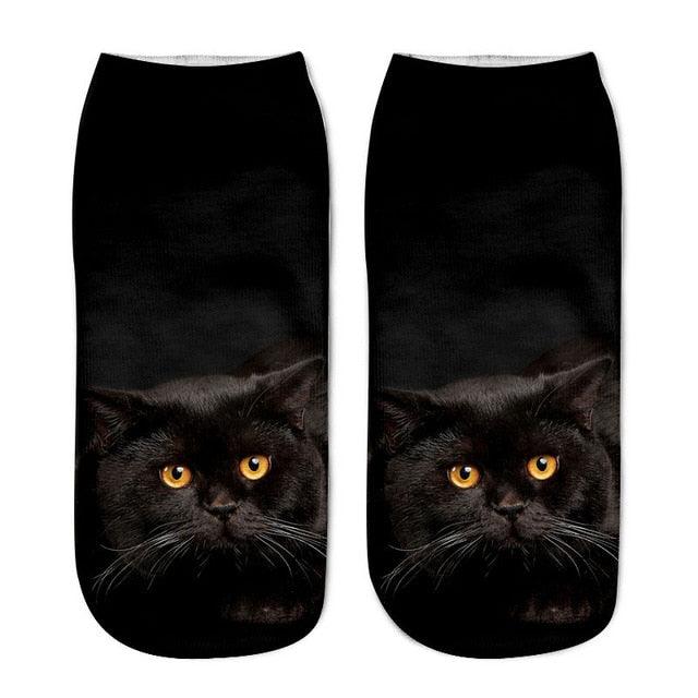 New Cartoon Cat Socks 3D Print Art Funny Socks Women Cute Low Cut Ankle Socks Made o Pure Cotton Short Socks Trending Fashion Short Ankle Socks For Men And Women Stevvex