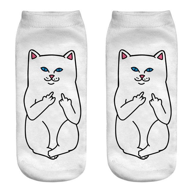 New Cartoon Cat Socks 3D Print Art Funny Socks Women Cute Low Cut Ankle Socks Made o Pure Cotton Short Socks Trending Fashion Short Ankle Socks For Men And Women Stevvex