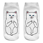 New Cartoon Cat Socks 3D Print Art Funny Socks Women Cute Low Cut Ankle Socks Made o Pure Cotton Short Socks Trending Fashion Short Ankle Socks For Men And Women Stevvex