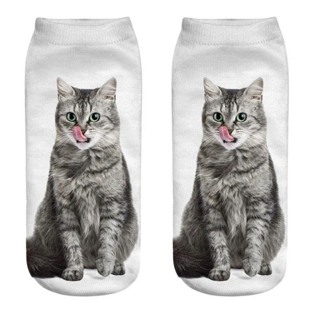 New Cartoon Cat Socks 3D Print Art Funny Socks Women Cute Low Cut Ankle Socks Made o Pure Cotton Short Socks Trending Fashion Short Ankle Socks For Men And Women Stevvex