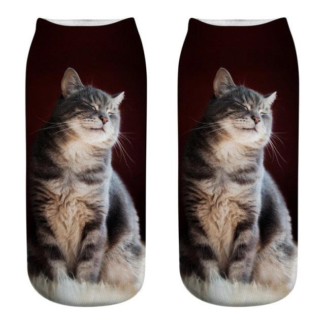 New Cartoon Cat Socks 3D Print Art Funny Socks Women Cute Low Cut Ankle Socks Made o Pure Cotton Short Socks Trending Fashion Short Ankle Socks For Men And Women Stevvex