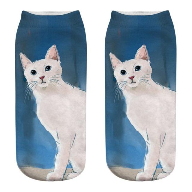 New Cartoon Cat Socks 3D Print Art Funny Socks Women Cute Low Cut Ankle Socks Made o Pure Cotton Short Socks Trending Fashion Short Ankle Socks For Men And Women Stevvex