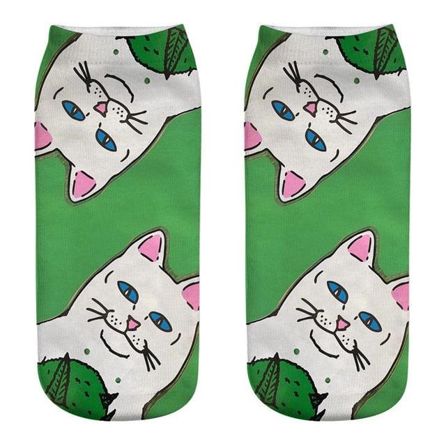 New Cartoon Cat Socks 3D Print Art Funny Socks Women Cute Low Cut Ankle Socks Made o Pure Cotton Short Socks Trending Fashion Short Ankle Socks For Men And Women Stevvex