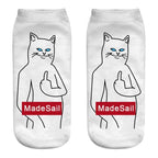 New Cartoon Cat Socks 3D Print Art Funny Socks Women Cute Low Cut Ankle Socks Made o Pure Cotton Short Socks Trending Fashion Short Ankle Socks For Men And Women Stevvex