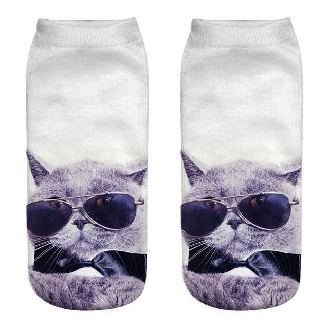 New Cartoon Cat Socks 3D Print Art Funny Socks Women Cute Low Cut Ankle Socks Made o Pure Cotton Short Socks Trending Fashion Short Ankle Socks For Men And Women Stevvex