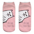 New Cartoon Cat Socks 3D Print Art Funny Socks Women Cute Low Cut Ankle Socks Made o Pure Cotton Short Socks Trending Fashion Short Ankle Socks For Men And Women Stevvex