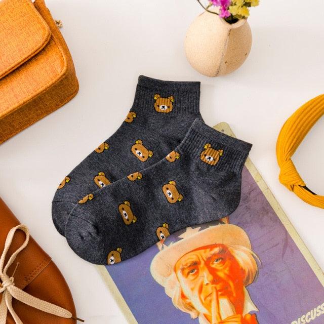 New Cartoon Female Breathable Cotton Socks Cute Bear Lovely Animal Pattern Girl Sock Novelty Combed of Pure Cotton Crew Socks For Men And Women Stevvex