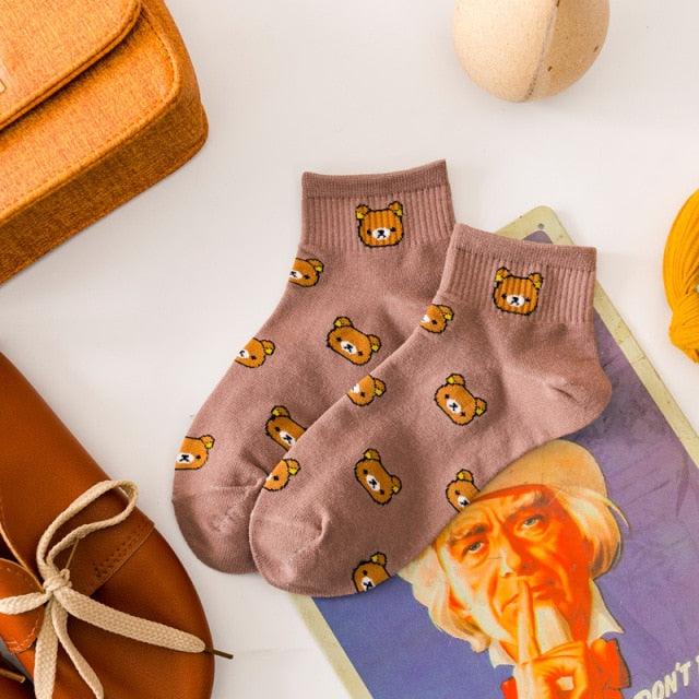 New Cartoon Female Breathable Cotton Socks Cute Bear Lovely Animal Pattern Girl Sock Novelty Combed of Pure Cotton Crew Socks For Men And Women Stevvex