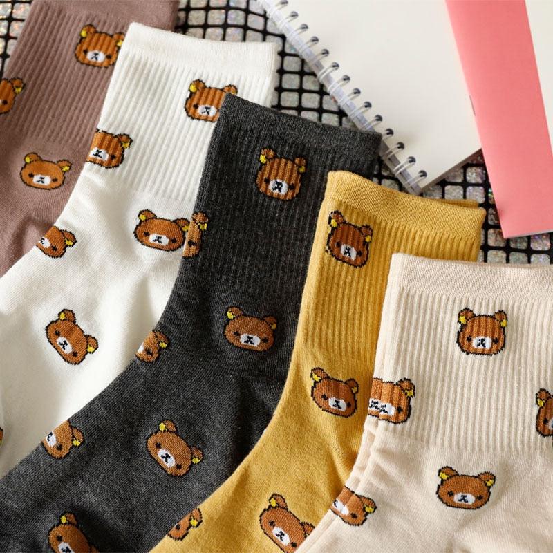 New Cartoon Female Breathable Cotton Socks Cute Bear Lovely Animal Pattern Girl Sock Novelty Combed of Pure Cotton Crew Socks For Men And Women Stevvex