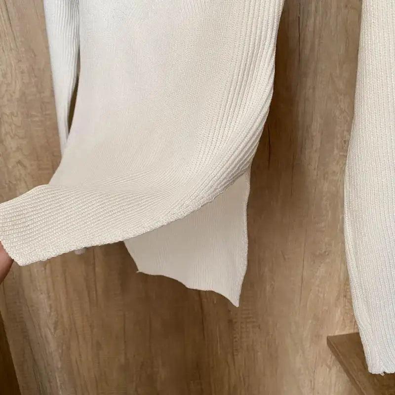 New Casual And Trendy Square Collar Long Sleeve Woman's Sweaters Knitted Pullover Spring Autumn Sweater Winter Tops For Women Black And White Jumper Stevvex