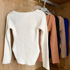 New Casual And Trendy Square Collar Long Sleeve Woman's Sweaters Knitted Pullover Spring Autumn Sweater Winter Tops For Women Black And White Jumper Stevvex