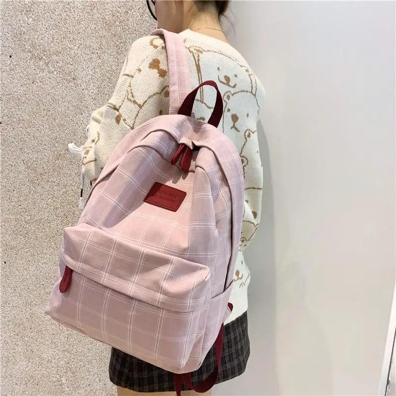 New Casual School Bag For Women And Girls Stylish Backpack Striped Book Packbags for Teenage Stevvex