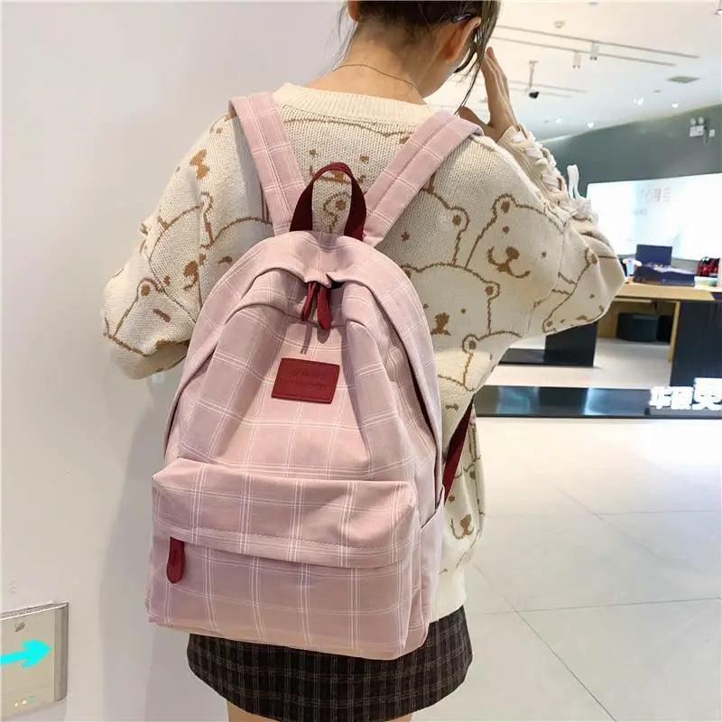 New Casual School Bag For Women And Girls Stylish Backpack Striped Book Packbags for Teenage Stevvex