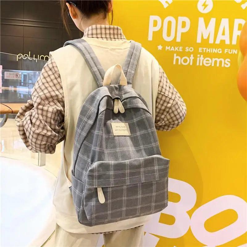 New Casual School Bag For Women And Girls Stylish Backpack Striped Book Packbags for Teenage Stevvex