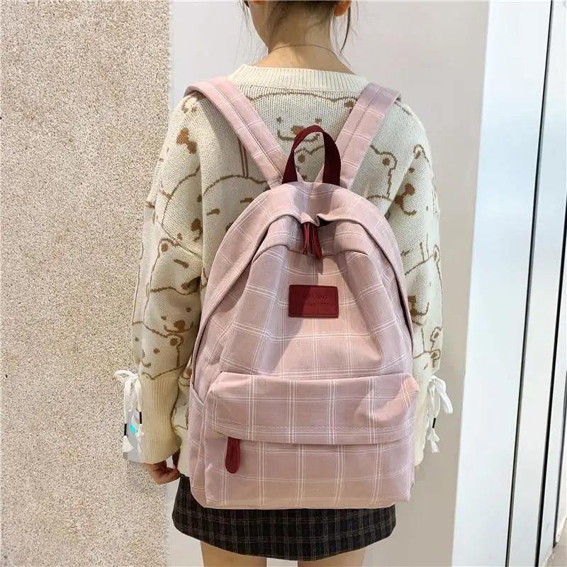 New Casual School Bag For Women And Girls Stylish Backpack Striped Book Packbags for Teenage Stevvex
