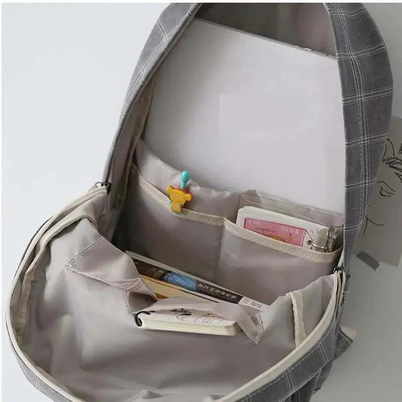 New Casual School Bag For Women And Girls Stylish Backpack Striped Book Packbags for Teenage Stevvex