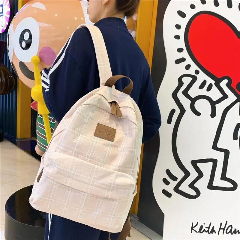 New Casual School Bag For Women And Girls Stylish Backpack Striped Book Packbags for Teenage Stevvex
