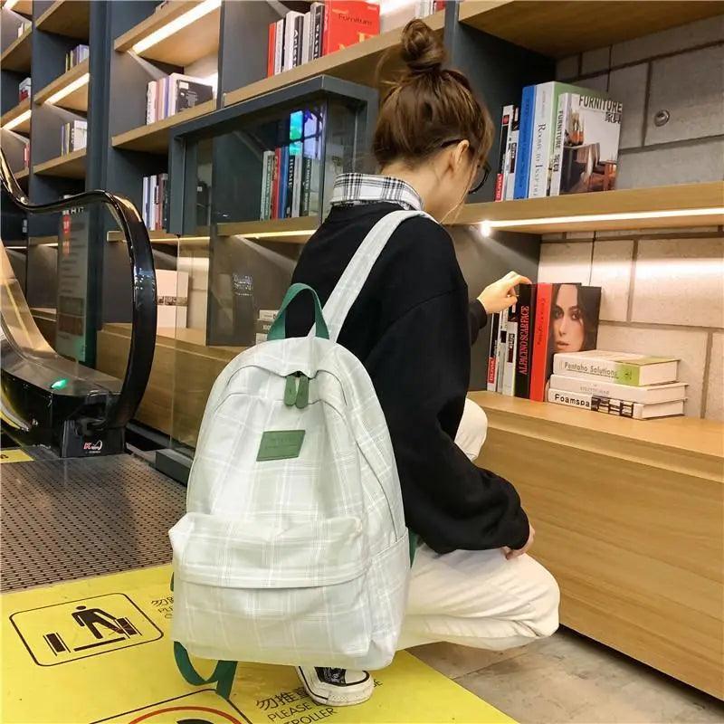 New Casual School Bag For Women And Girls Stylish Backpack Striped Book Packbags for Teenage Stevvex