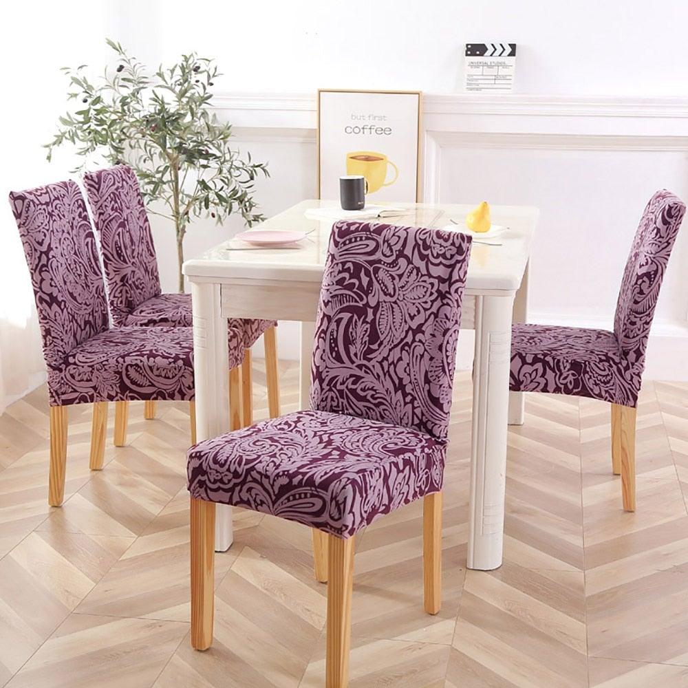 New Chair Covers Spandex Stretch Chair Covers Dining Slipcover Decorative Chair Cover floral For Kitchen Wedding Banquet Hotel Stretch Armless Chair Slipcover for Dining Room Seat Cushion, Spandex Kitchen Parson Chair Protector Cover, Removable & Washable Stevvex