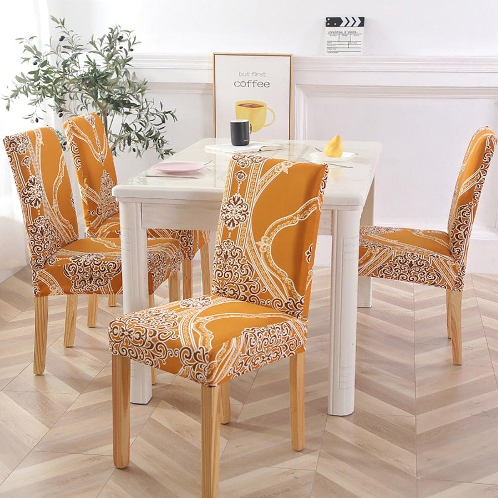 New Chair Covers Spandex Stretch Chair Covers Dining Slipcover Decorative Chair Cover floral For Kitchen Wedding Banquet Hotel Stretch Armless Chair Slipcover for Dining Room Seat Cushion, Spandex Kitchen Parson Chair Protector Cover, Removable & Washable Stevvex