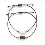 New Charm Bracelet For Friendship Couples 2pcs/set Volcanic Stone Bracelet Bead Bangles Natural Stone Bracelets Set Friendship Hand Woven Braided Stretch String Adjustable For Couples