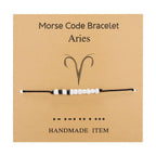 New Charm Bracelet For Women Men Twelve Zodiac Black White Rice Beads Adjustable Rope Chain Bracelet Natural Stone Beads Bracelet For Boyfriend Girlfriend Women